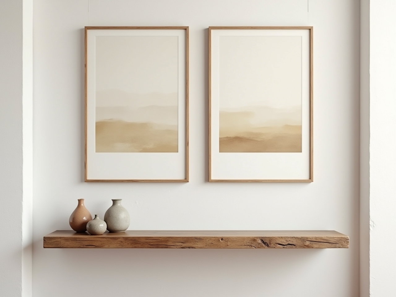 Textured wall art and sculptural pieces creating visual interest