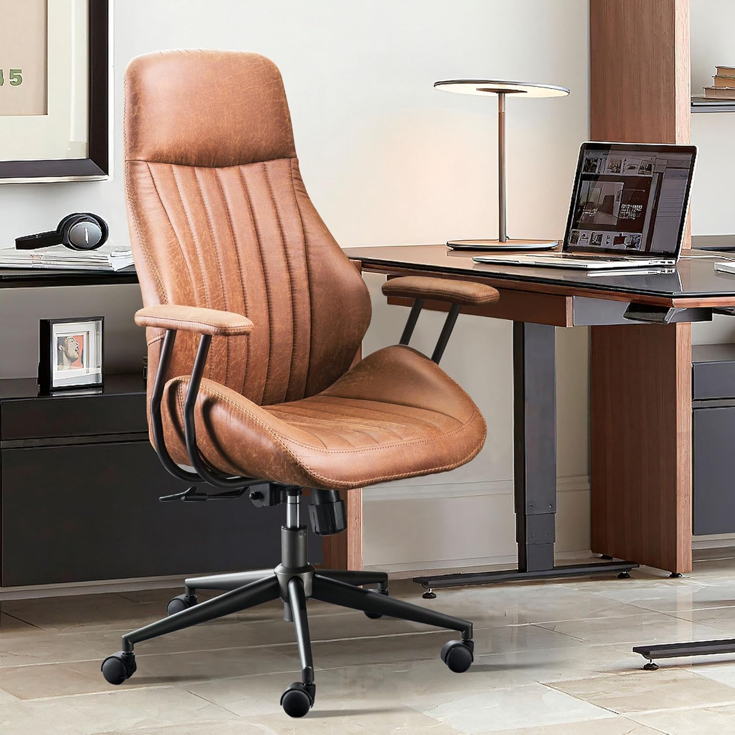 Mid-century modern office chair with soft curves
