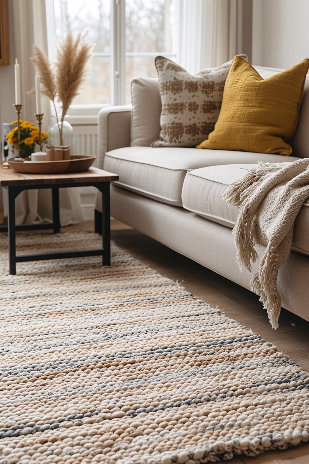 Layered textures: stone, wood, linen and ceramic